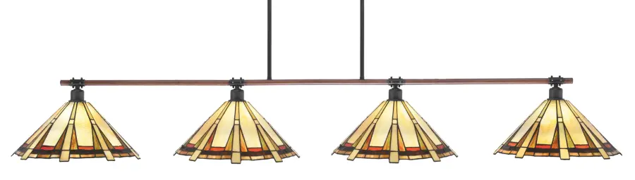 Blacksmith 4-Light Island Pendant with Zion Art Glass - Image 1
