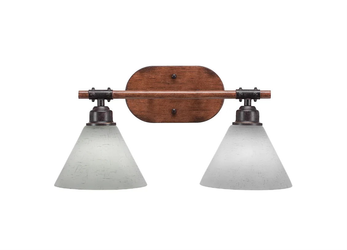 Blacksmith 2 Light Bath Bar with White Muslin Glass