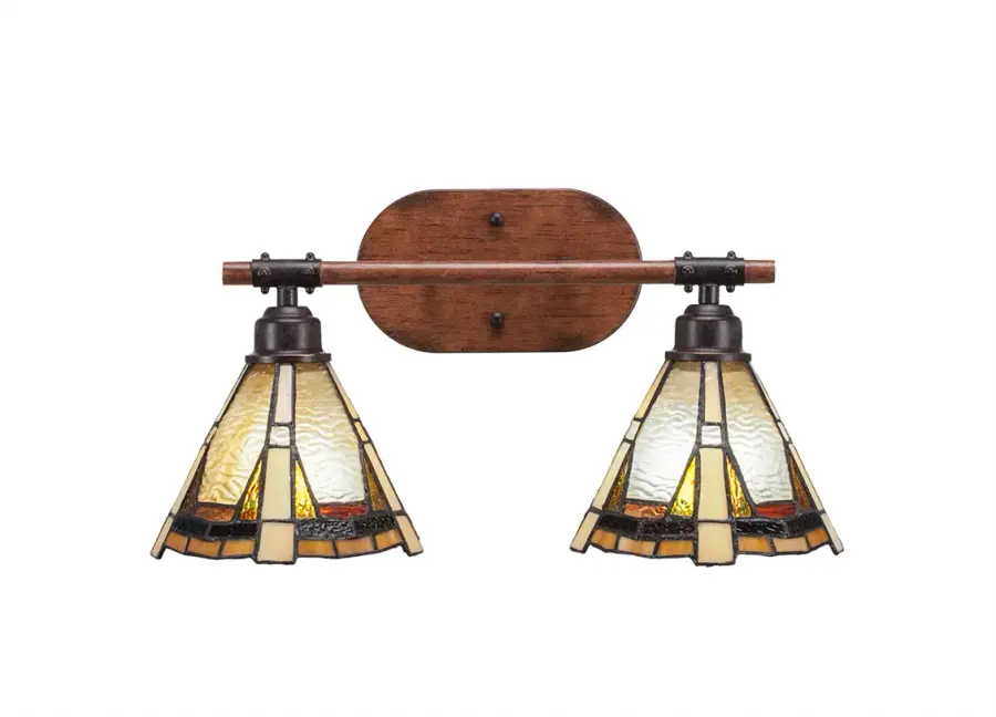 Blacksmith 2-Light Bath Bar with Zion Art Glass - Image 1