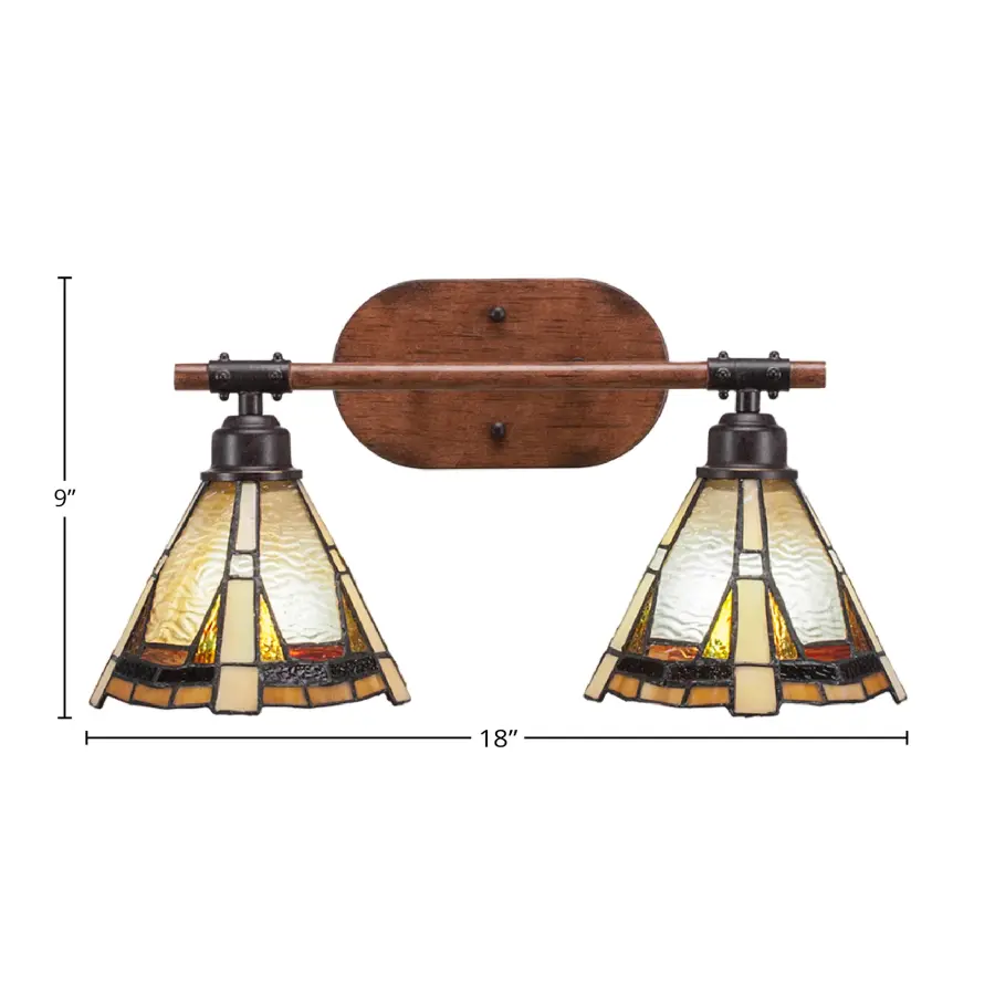 Blacksmith 2-Light Bath Bar with Zion Art Glass - Image 2