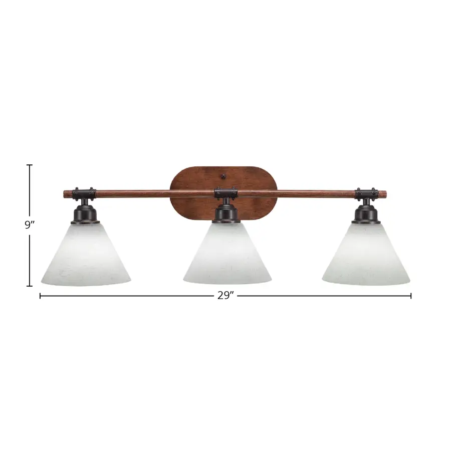 Blacksmith 3-Light Bath Bar with White Muslin Glass - Image 2