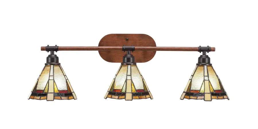Blacksmith 3-Light Bath Bar with Zion Art Glass - Image 1