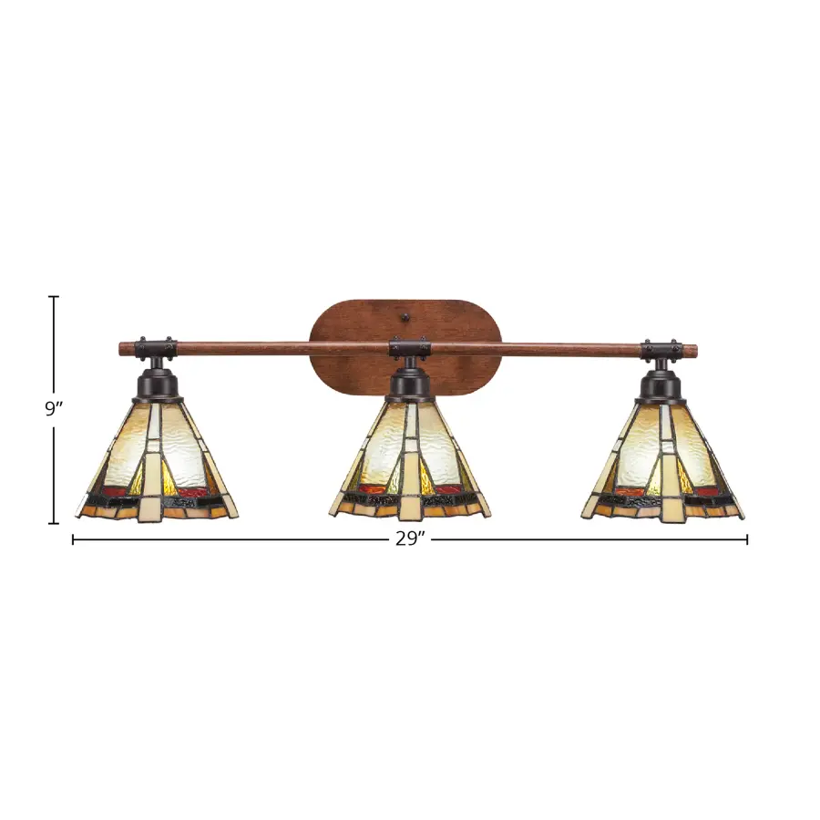 Blacksmith 3-Light Bath Bar with Zion Art Glass - Image 2