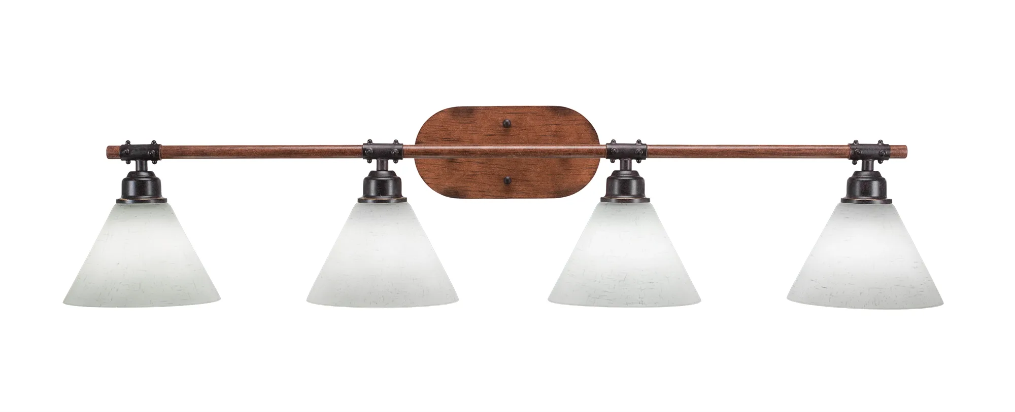Blacksmith 4 Light Bath Bar with White Muslin Glass