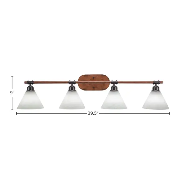 Blacksmith 4 Light Bath Bar with White Muslin Glass - Image 2