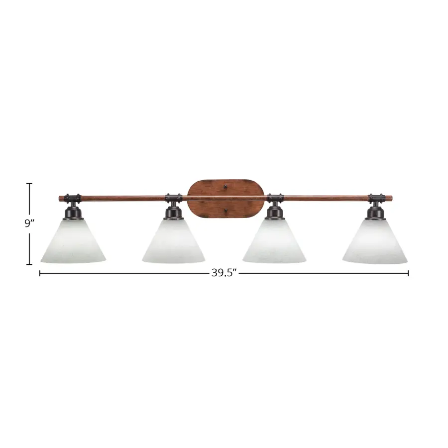 Blacksmith 4 Light Bath Bar with White Muslin Glass - Image 2