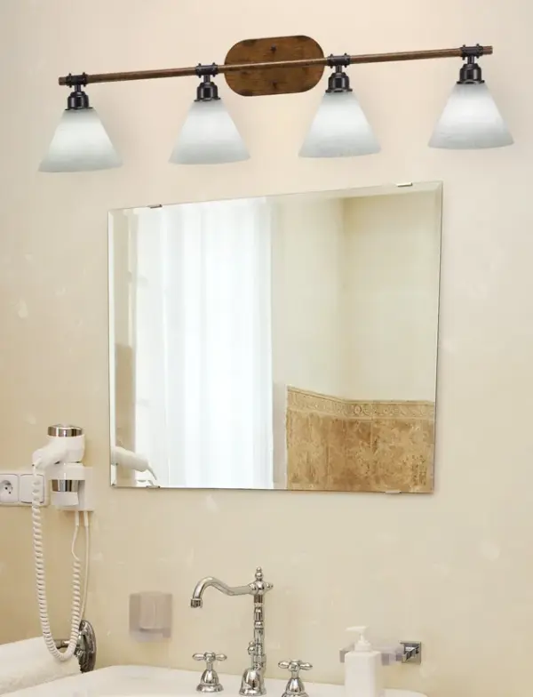 Blacksmith 4 Light Bath Bar with White Muslin Glass - Image 3