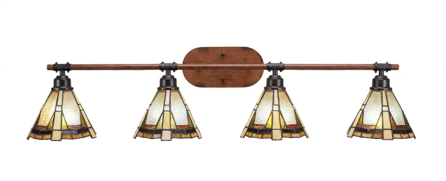 Blacksmith 4 Light Bath Bar with Zion Art Glass - Image 1