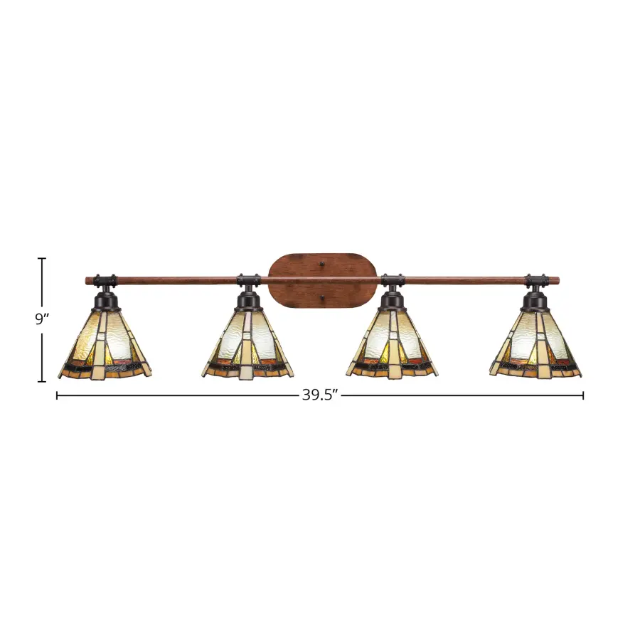 Blacksmith 4 Light Bath Bar with Zion Art Glass - Image 2