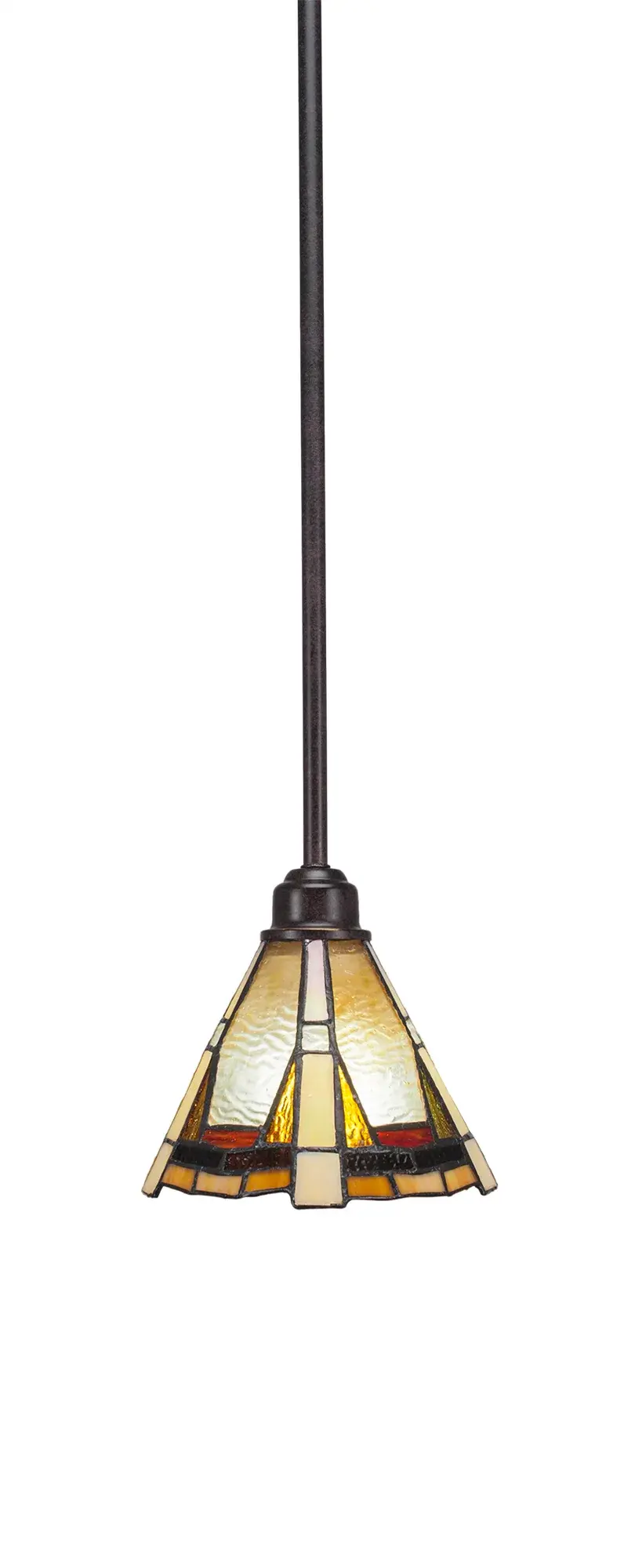 Blacksmith Stem Hung Mini Pendant with Zion Art Glass - Image 1