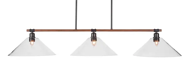 Blacksmith 3-Light Island Pendant with Clear Bubble Glass - Image 1