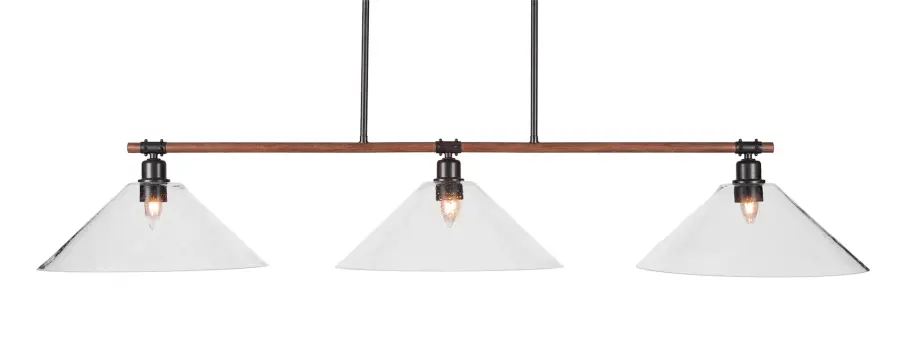 Blacksmith 3-Light Island Pendant with Clear Bubble Glass - Image 1