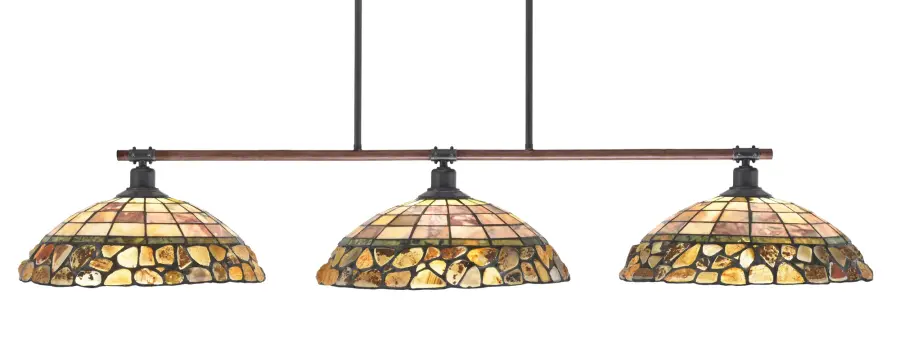 Blacksmith 3-Light Island Pendant with Cobblestone Glass - Image 1