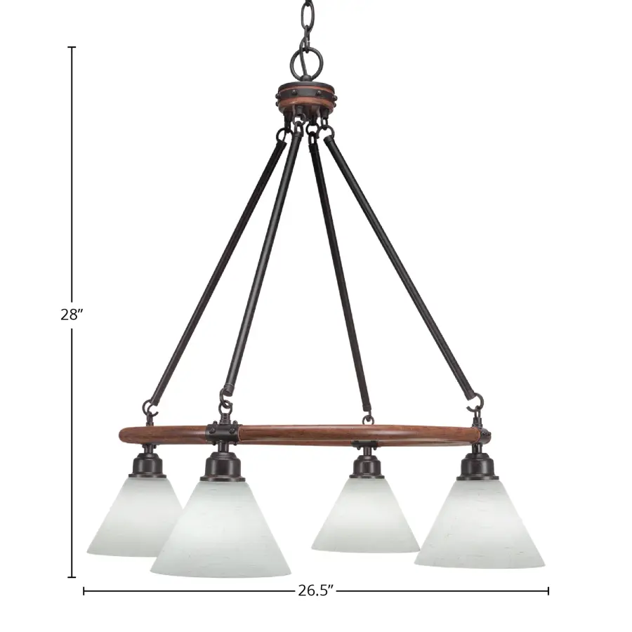 Blacksmith 4-Light Downlight Chandelier with White Muslin Glass - Image 2