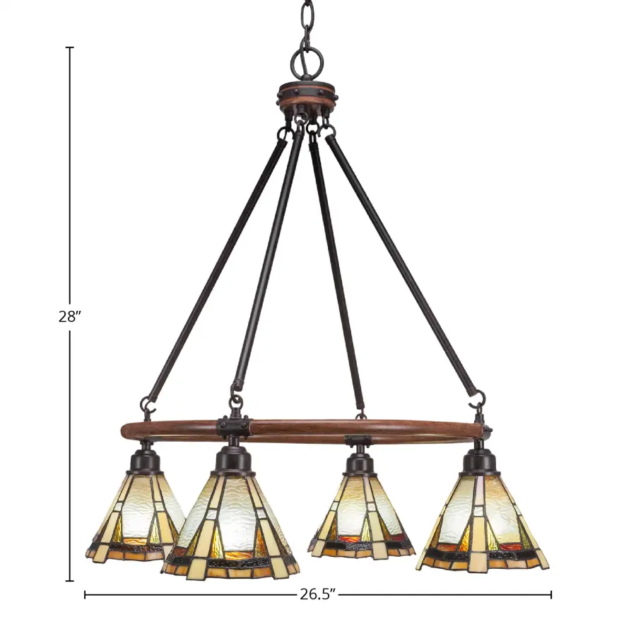 Blacksmith 4-Light Downlight Chandelier with Zion Art Glass - Image 2
