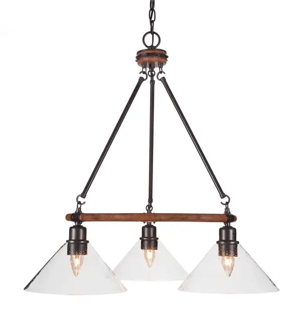 Blacksmith 3-Light Downlight Chandelier with Clear Bubble Glass - Image 1