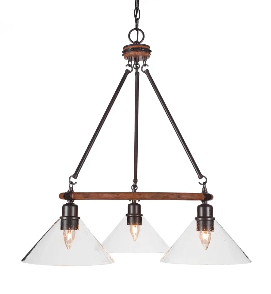Blacksmith 3-Light Downlight Chandelier with Clear Bubble Glass - Image 1