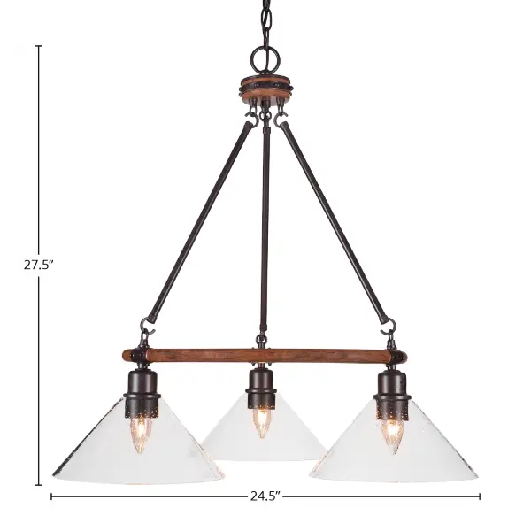 Blacksmith 3-Light Downlight Chandelier with Clear Bubble Glass - Image 2