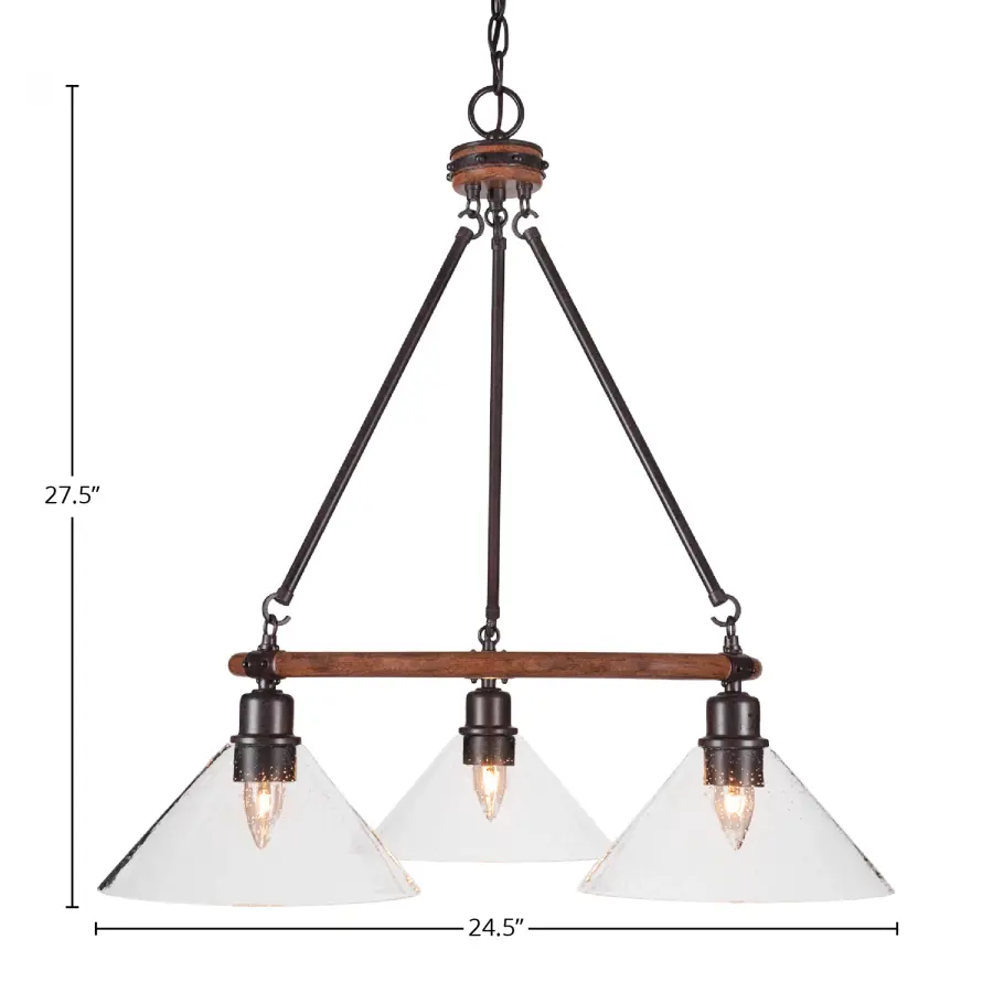 Blacksmith 3-Light Downlight Chandelier with Clear Bubble Glass - Image 2