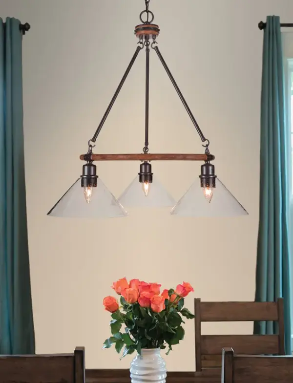 Blacksmith 3-Light Downlight Chandelier with Clear Bubble Glass - Image 3