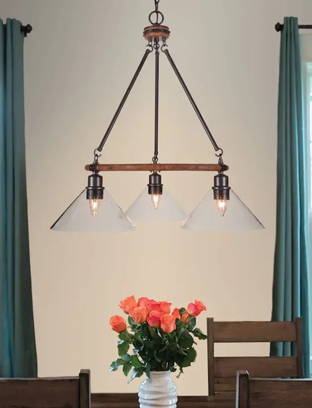 Blacksmith 3-Light Downlight Chandelier with Clear Bubble Glass - Image 3