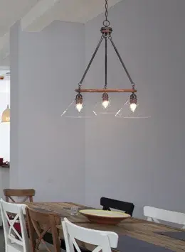 Blacksmith 3-Light Downlight Chandelier with Clear Bubble Glass - Image 4