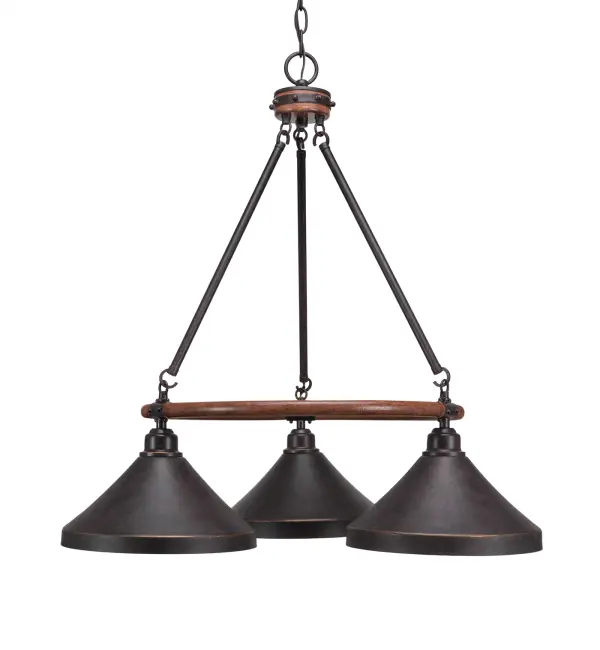 Blacksmith 3-Light Downlight Chandelier with Dark Granite Cone Shades - Image 1