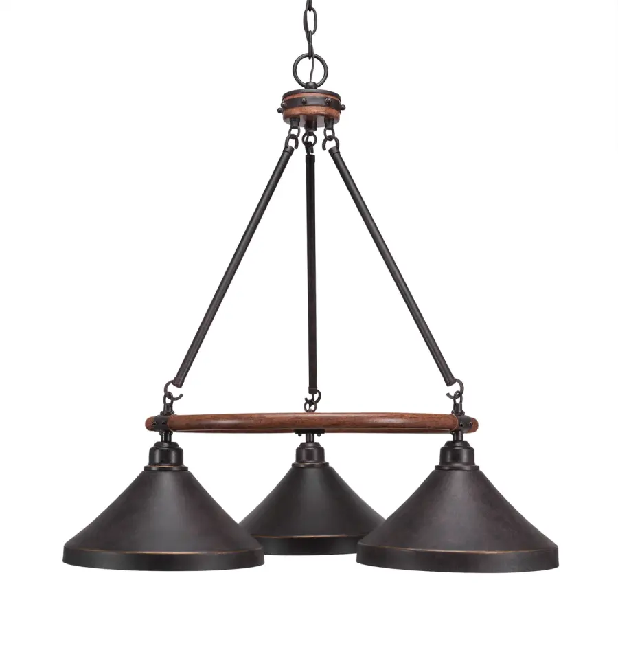 Blacksmith 3-Light Downlight Chandelier with Dark Granite Cone Shades - Image 1