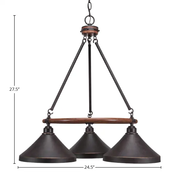 Blacksmith 3-Light Downlight Chandelier with Dark Granite Cone Shades - Image 2