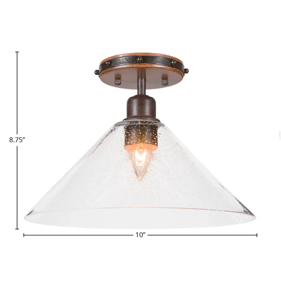 Blacksmith Semi-Flush with Clear Bubble Glass - Image 2