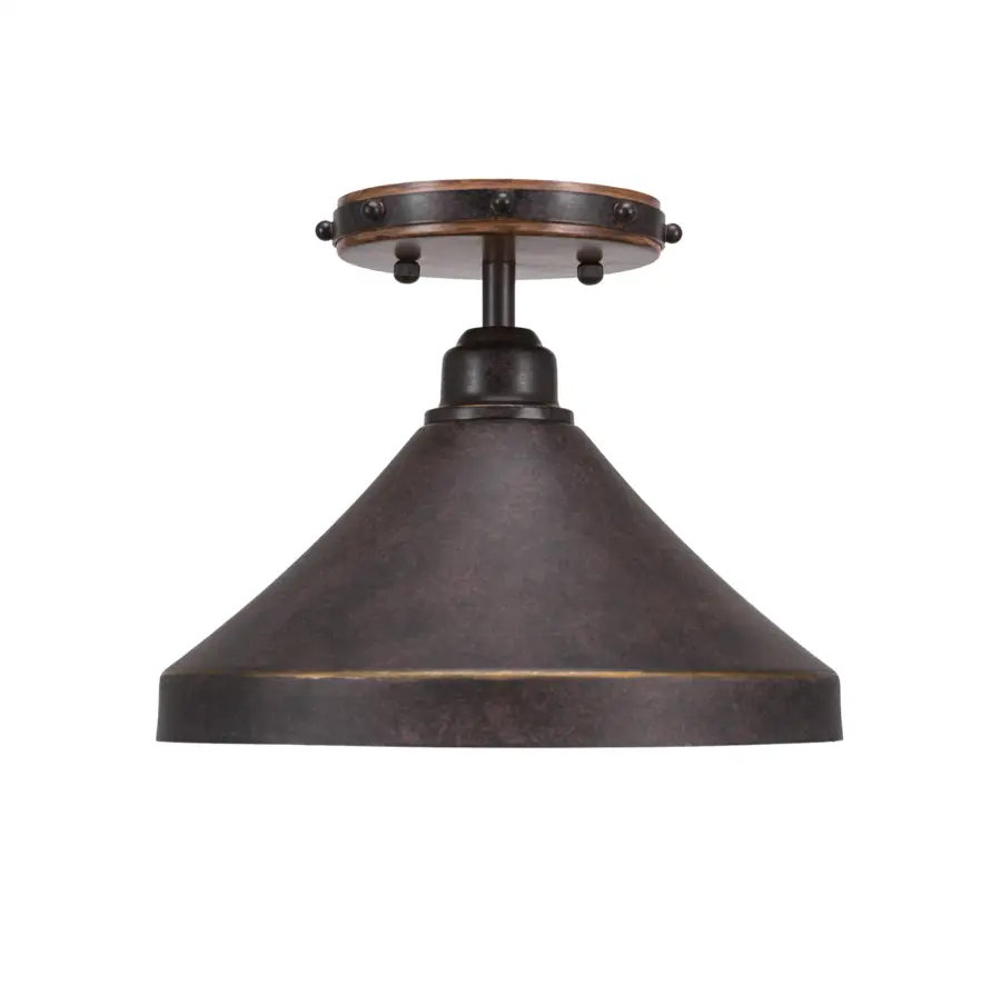 Blacksmith 1 Light Semi-Flush with Dark Granite Cone Shade - Image 1