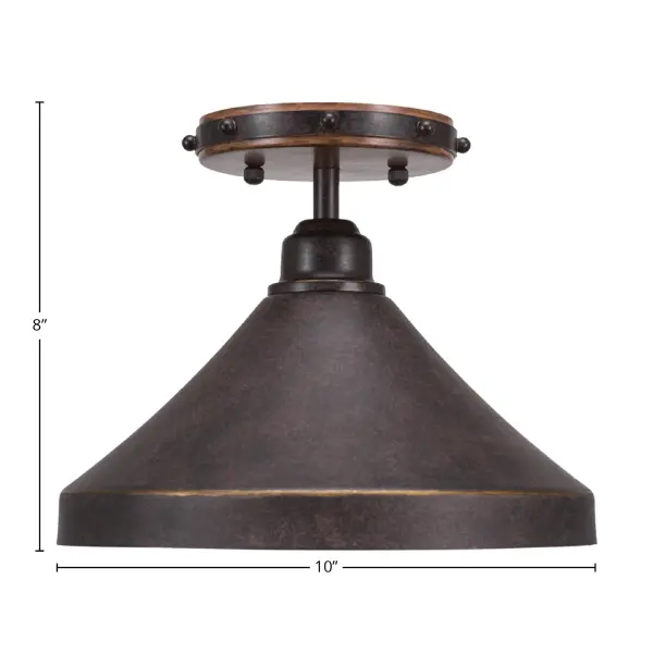 Blacksmith 1 Light Semi-Flush with Dark Granite Cone Shade - Image 2