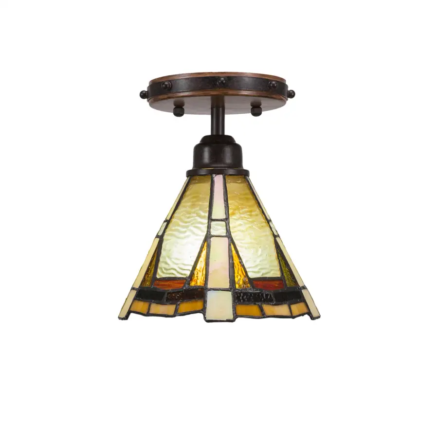 Blacksmith Semi-Flush Mount with Zion Art Glass - Image 1
