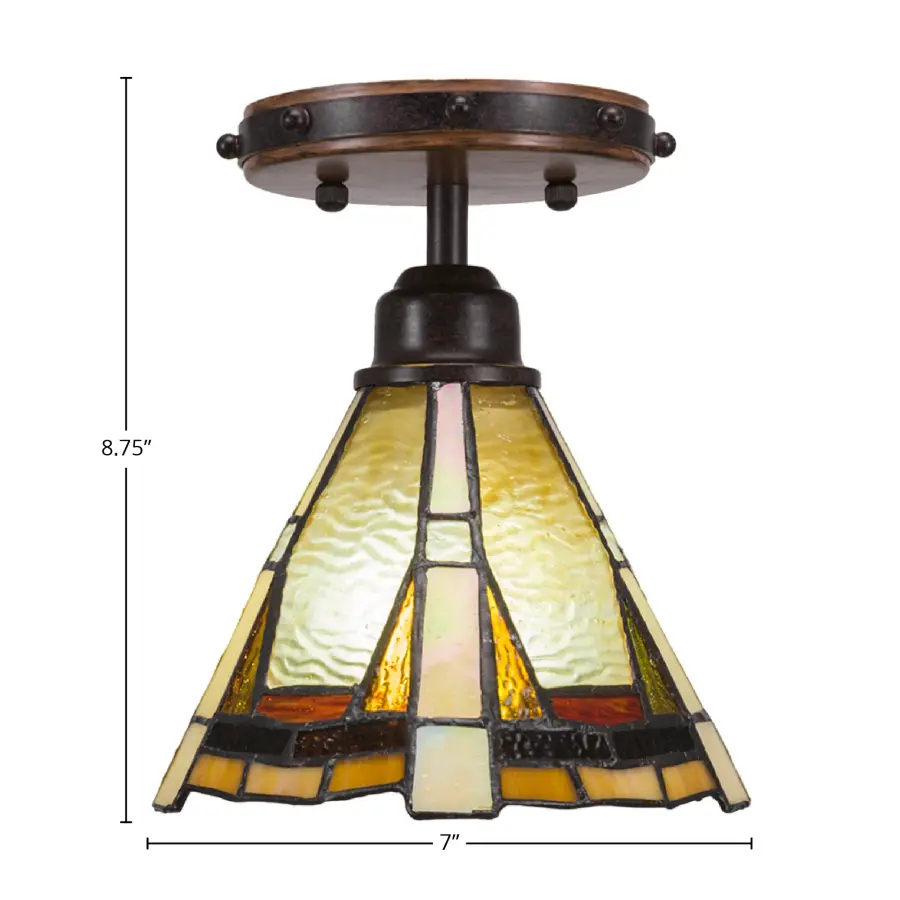 Blacksmith Semi-Flush Mount with Zion Art Glass - Image 2
