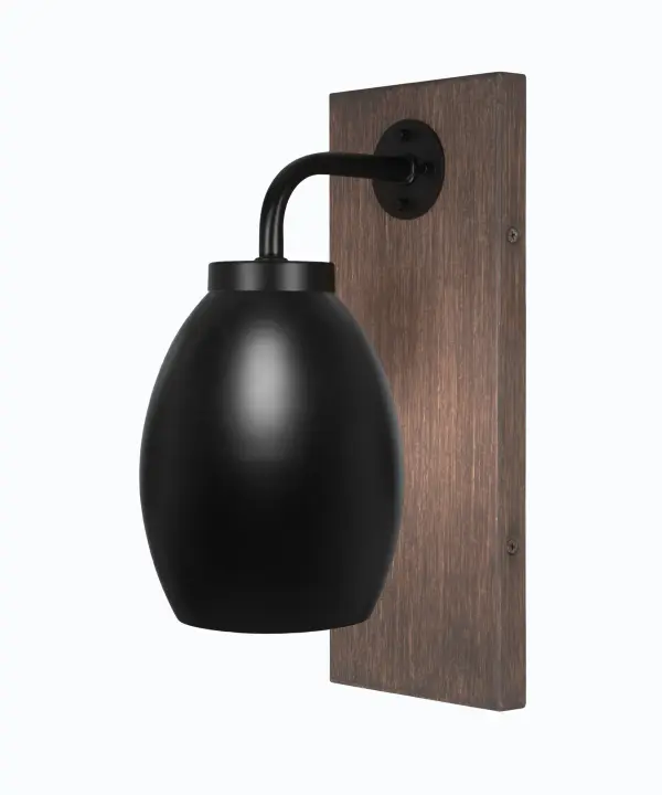 Oxbridge Wall Sconce - Matte Black & Distressed Wood - Image 1