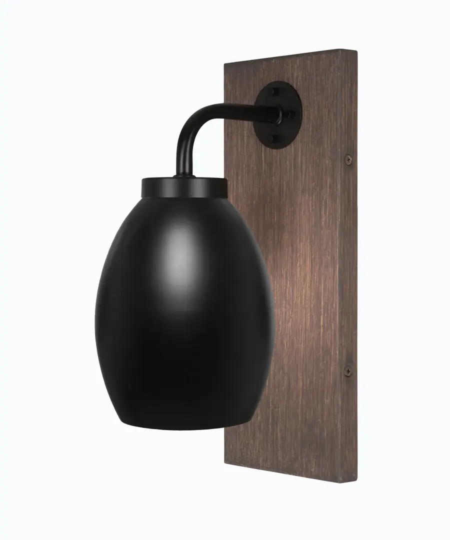 Oxbridge Wall Sconce - Matte Black & Distressed Wood - Image 1