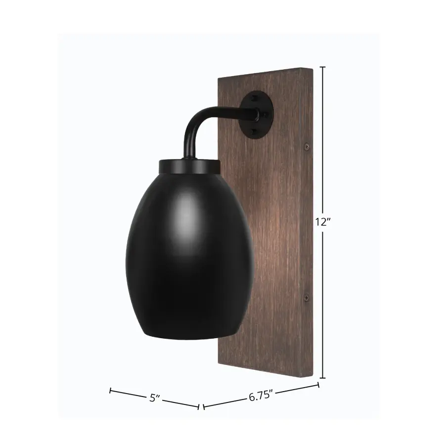 Oxbridge Wall Sconce - Matte Black & Distressed Wood - Image 2