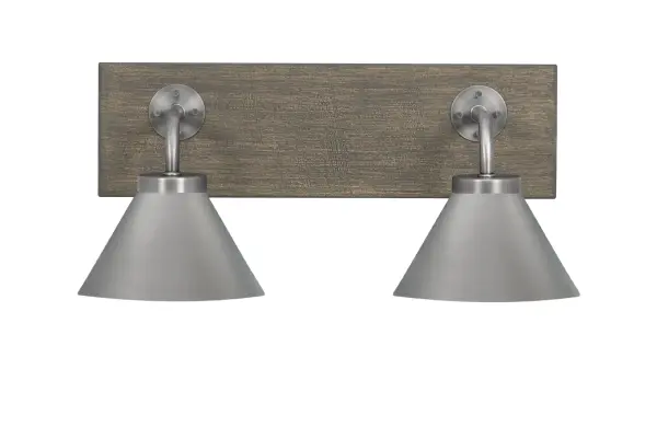 Oxbridge 2-Light Bath Bar in Graphite & Distressed Wood - Image 1