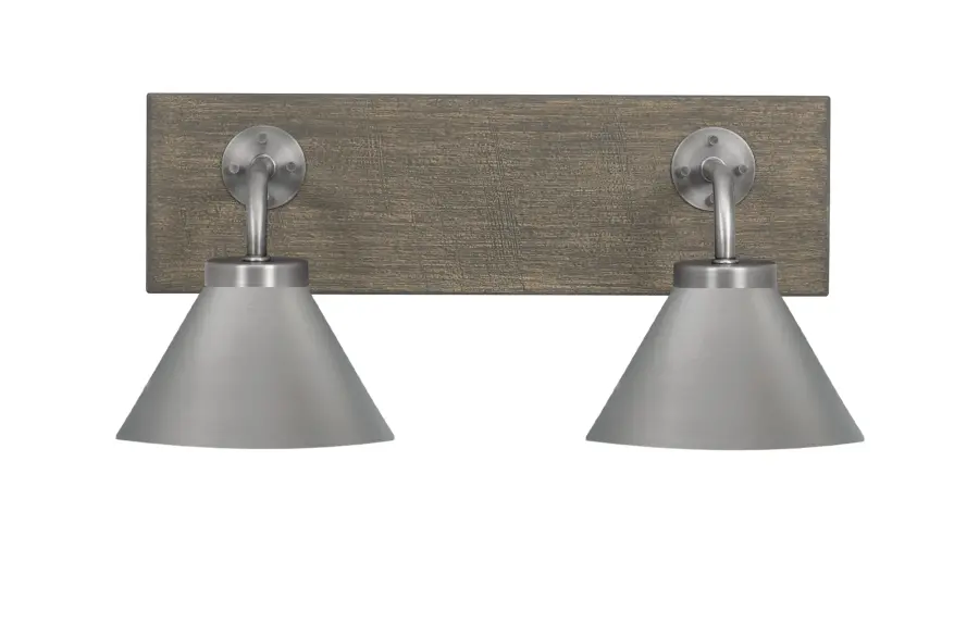 Oxbridge 2-Light Bath Bar in Graphite & Distressed Wood - Image 1