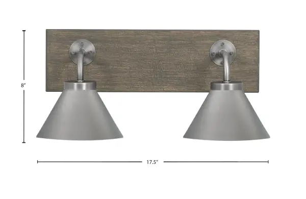Oxbridge 2-Light Bath Bar in Graphite & Distressed Wood - Image 2