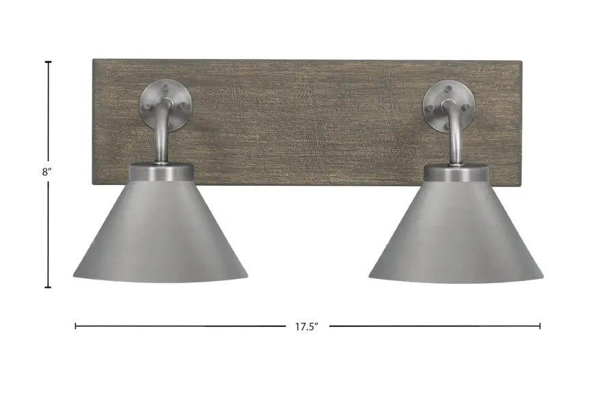 Oxbridge 2-Light Bath Bar in Graphite & Distressed Wood - Image 2