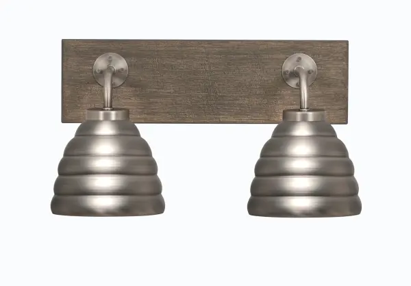 Oxbridge 2-Light Bath Bar in Graphite & Distressed Wood - Image 1