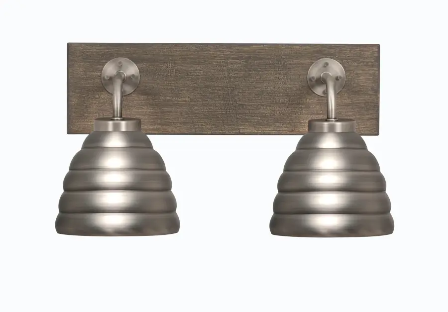 Oxbridge 2-Light Bath Bar in Graphite & Distressed Wood - Image 1