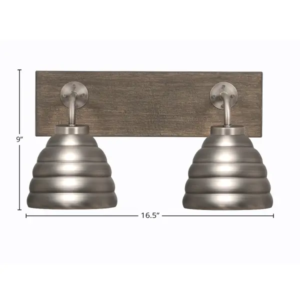 Oxbridge 2-Light Bath Bar in Graphite & Distressed Wood - Image 2