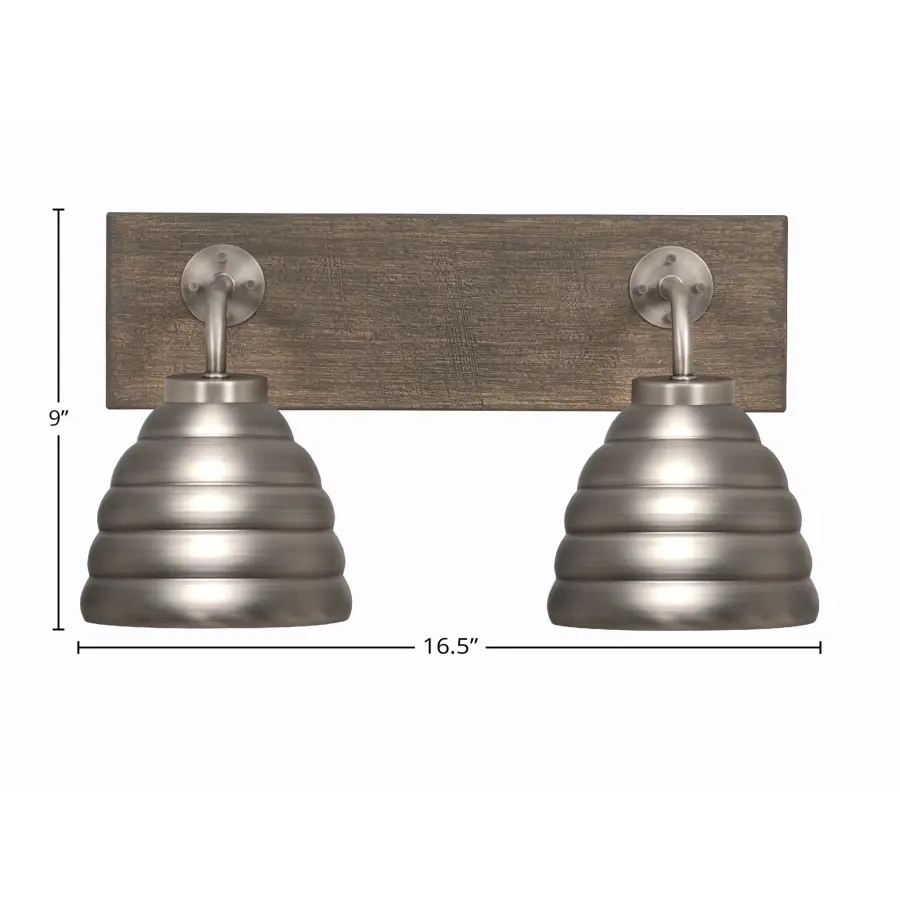 Oxbridge 2-Light Bath Bar in Graphite & Distressed Wood - Image 2