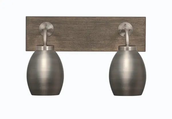 Oxbridge 2 Light Bath Bar in Graphite & Distressed Wood - Image 1