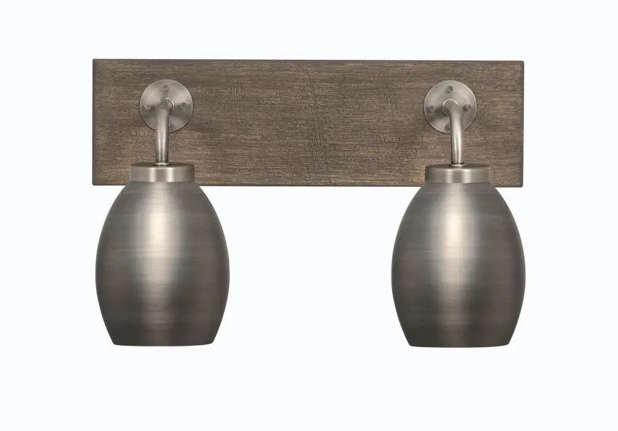 Oxbridge 2 Light Bath Bar in Graphite & Distressed Wood - Image 1