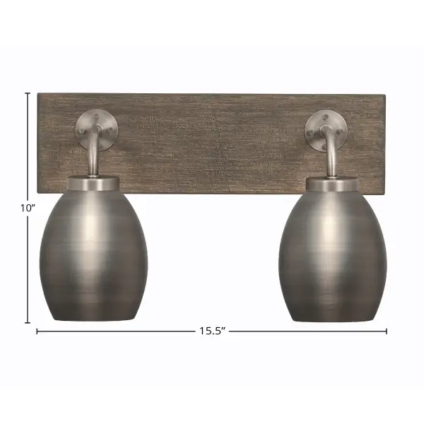 Oxbridge 2 Light Bath Bar in Graphite & Distressed Wood - Image 2