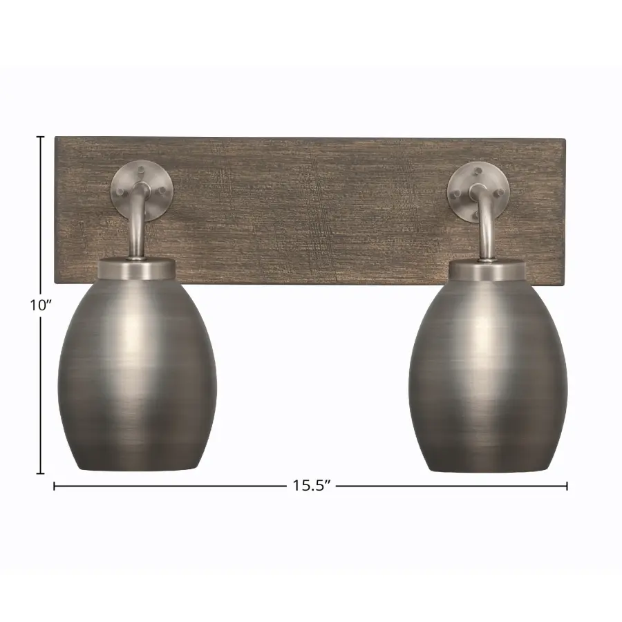 Oxbridge 2 Light Bath Bar in Graphite & Distressed Wood - Image 2