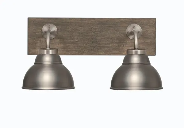 Oxbridge 2 Light Bath Bar in Graphite & Distressed Wood - Image 1